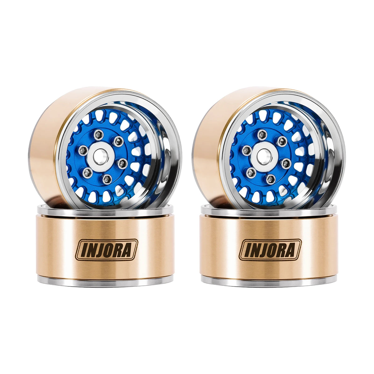 INJORA 1.0" Modular Beadlock Wheels for 1/18 1/24 RC Crawlers - Brass & Aluminum