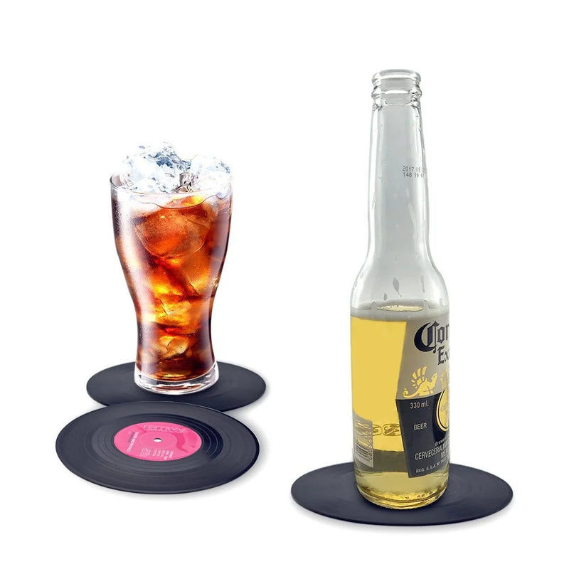 Retro Vinyl Record Coaster Set