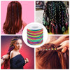 Rainbow elastic cord for jewelry making shown in various colors and a spool.