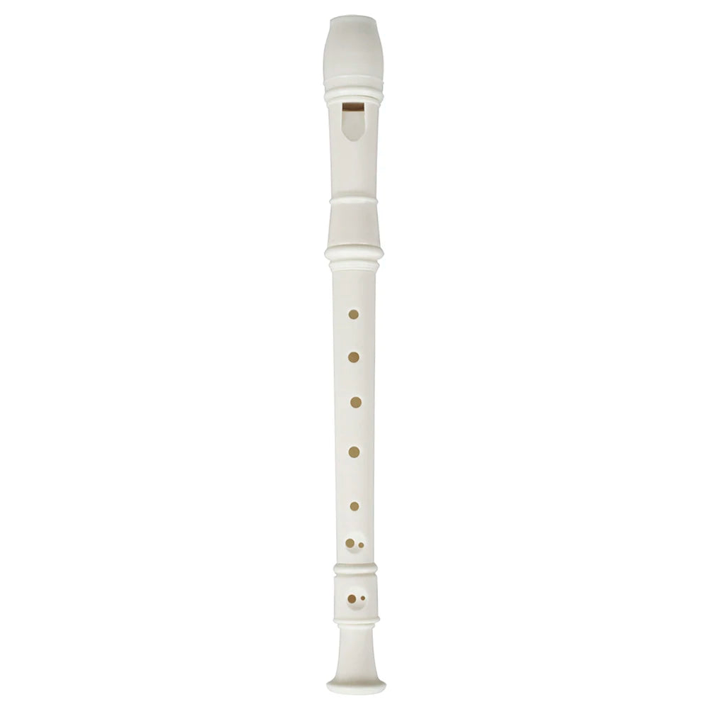 White 8-hole soprano recorder with a cleaning rod