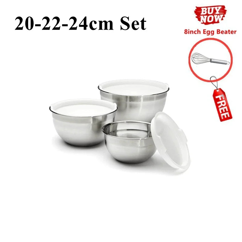 Juego de Bowls de Acero Inoxidable con Tapas Herméticas