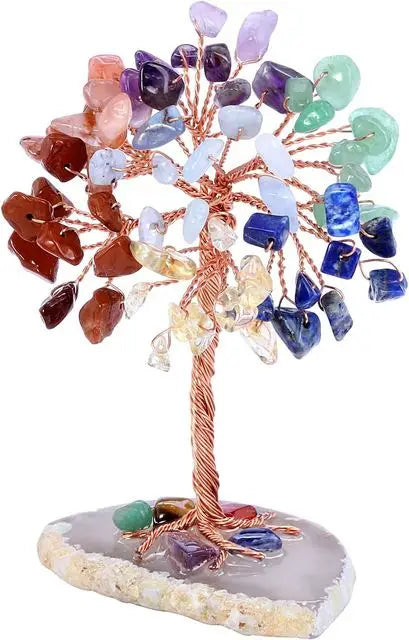 Amethyst Crystal Tree of Life on Natural Agate Slice Base