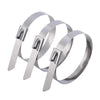 A set of heavy-duty stainless steel cable ties or loops for secure fastening.