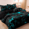 Geometric Grid Print Duvet Cover Set with Pillowcases