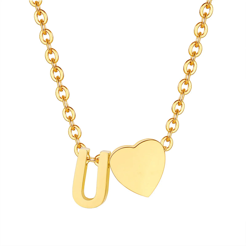 Dainty Heart Initial Necklace