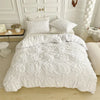 Beige Three-Dimensional Floral Duvet Cover Set