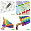 A set of colorful, flexible multiplication practice flashcards with an erasable pen and popping features.
