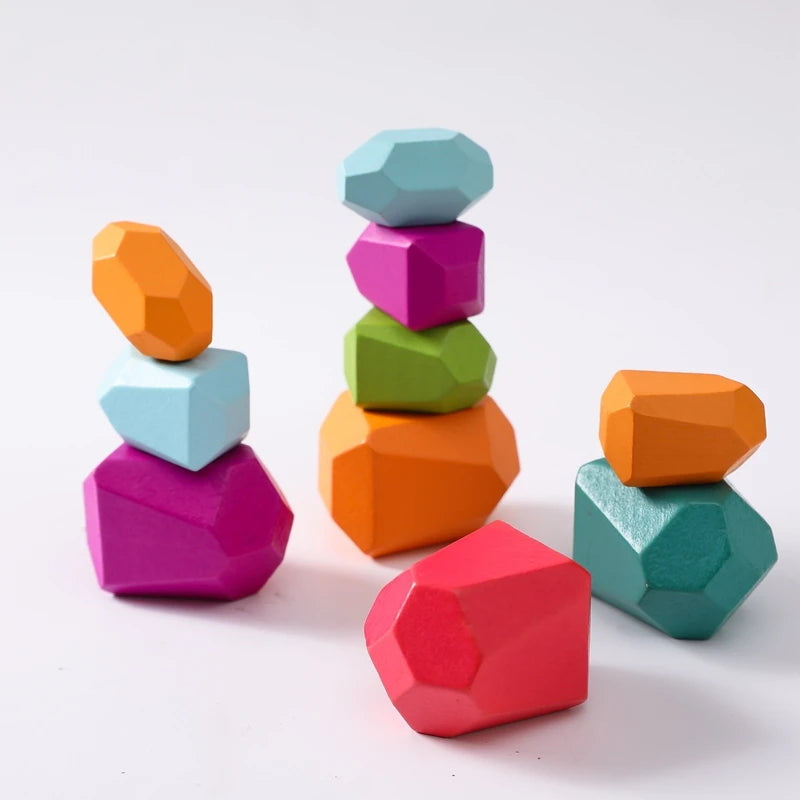 Wooden Rainbow Stacking Stones – Montessori Balancing Blocks for Kids