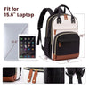 Black and beige anti-theft laptop backpack designed for 15.6 inch laptops.