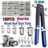 150-Piece Rivet Nut Kit with Gun and Mandrels