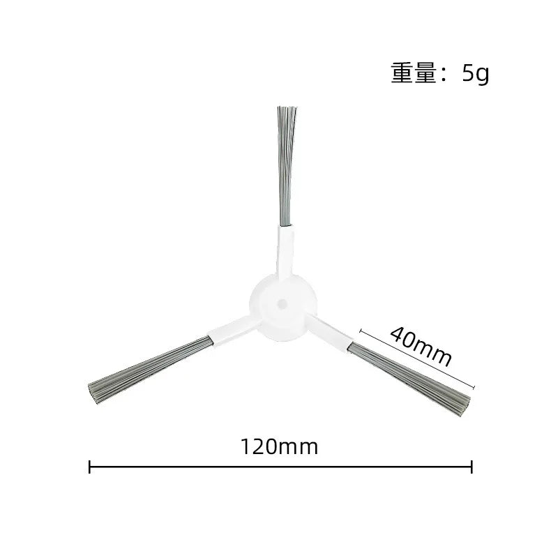 Replacement parts kit for a robot vacuum cleaner showing a white and gray cleaning brush assembly.