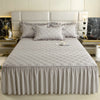 Quilted Solid Color Bed Skirt with Pleated Ruffle