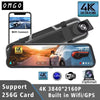 A 10-inch 4K dual-lens smart rearview mirror dash cam with WiFi and GPS device.