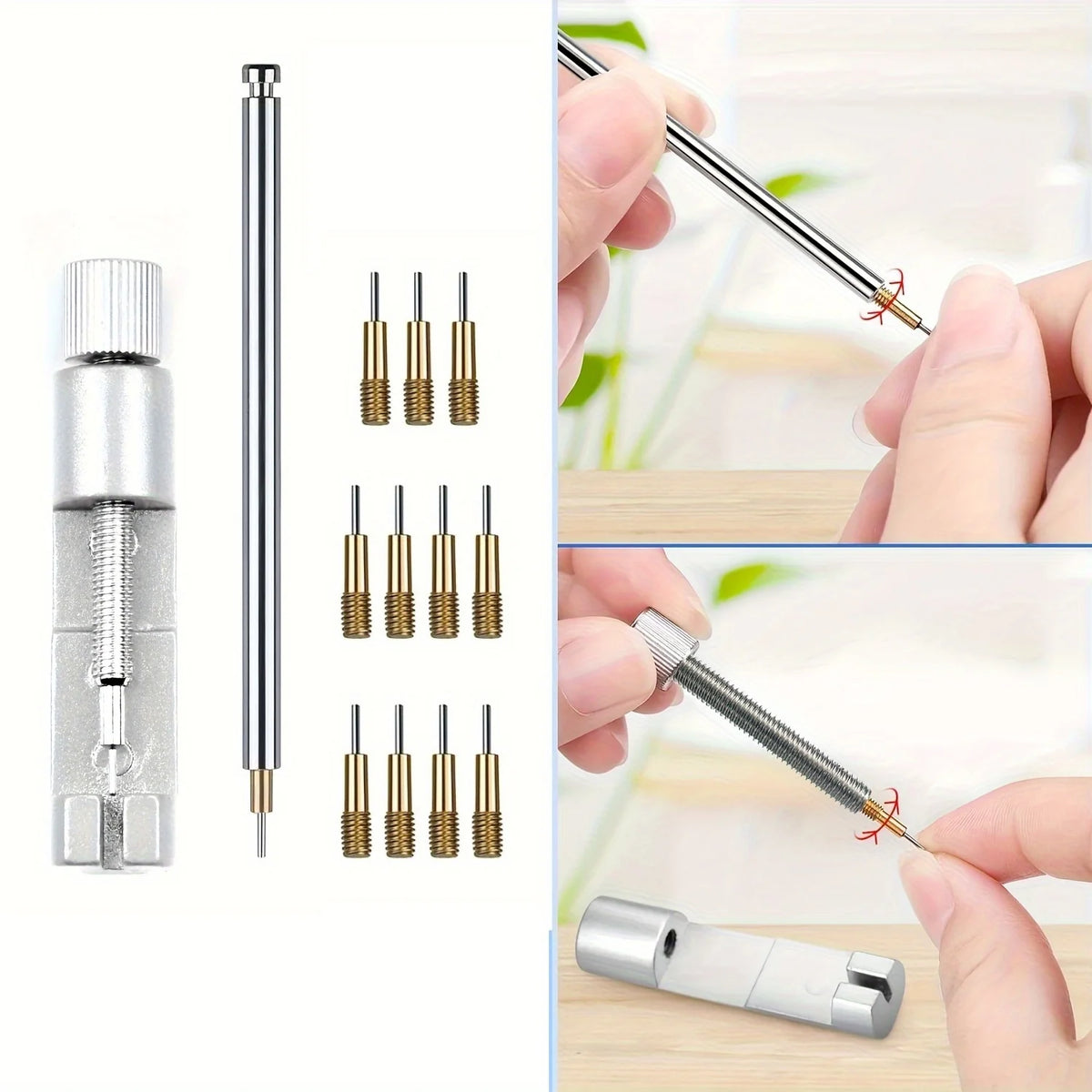 A set of precision screwdrivers and tools for watch repair, including various sizes and tips.