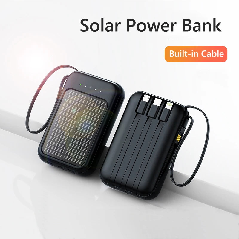 50.000mAh Solar-Powerbank mit integrierten Kabeln