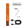 Orange portable digital soldering iron pen with a black cord and USB charging cable