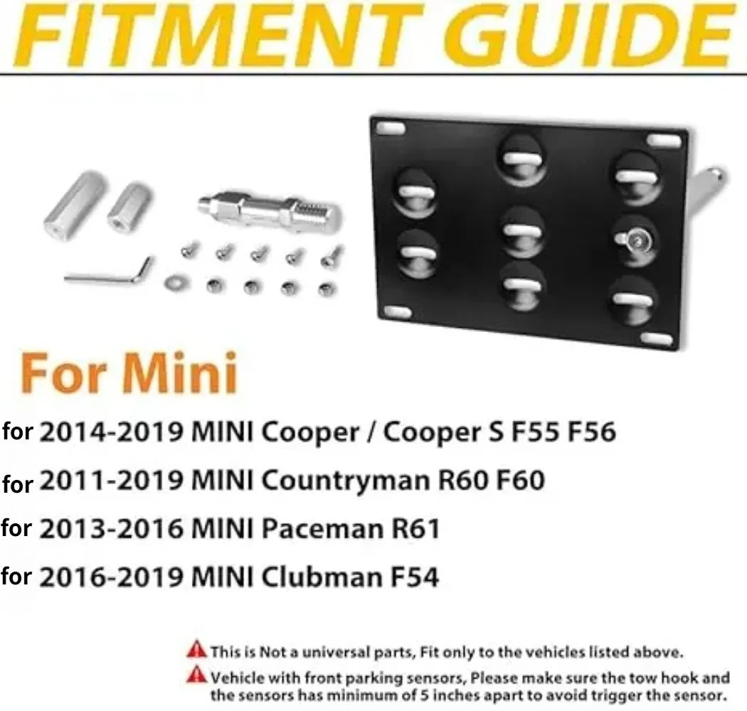 No-Drill Front Tow Hook License Plate Mount for BMW & Mini