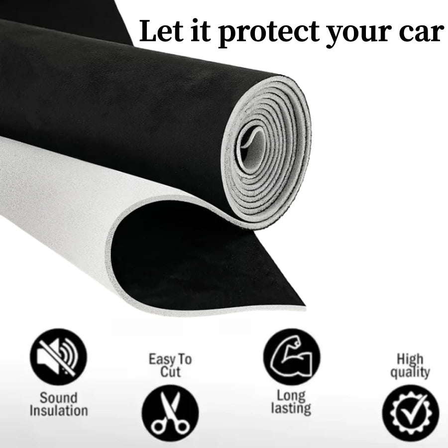Rolls of black and white suede car headliner fabric with foam backing for interior repair