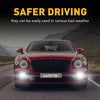 A red Audi car with bright LED fog lights on, demonstrating safer driving in bad weather.