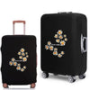 Black elastic suitcase protective cover featuring a daisy print design.