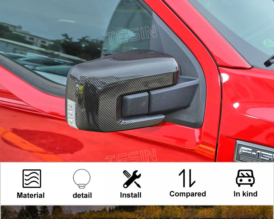 Carbon Fiber Look Mirror Cover for Ford F-150 (2021-2025)