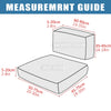 Diagram showing the dimensions of a backrest cover and a seat cover for a patio sofa.