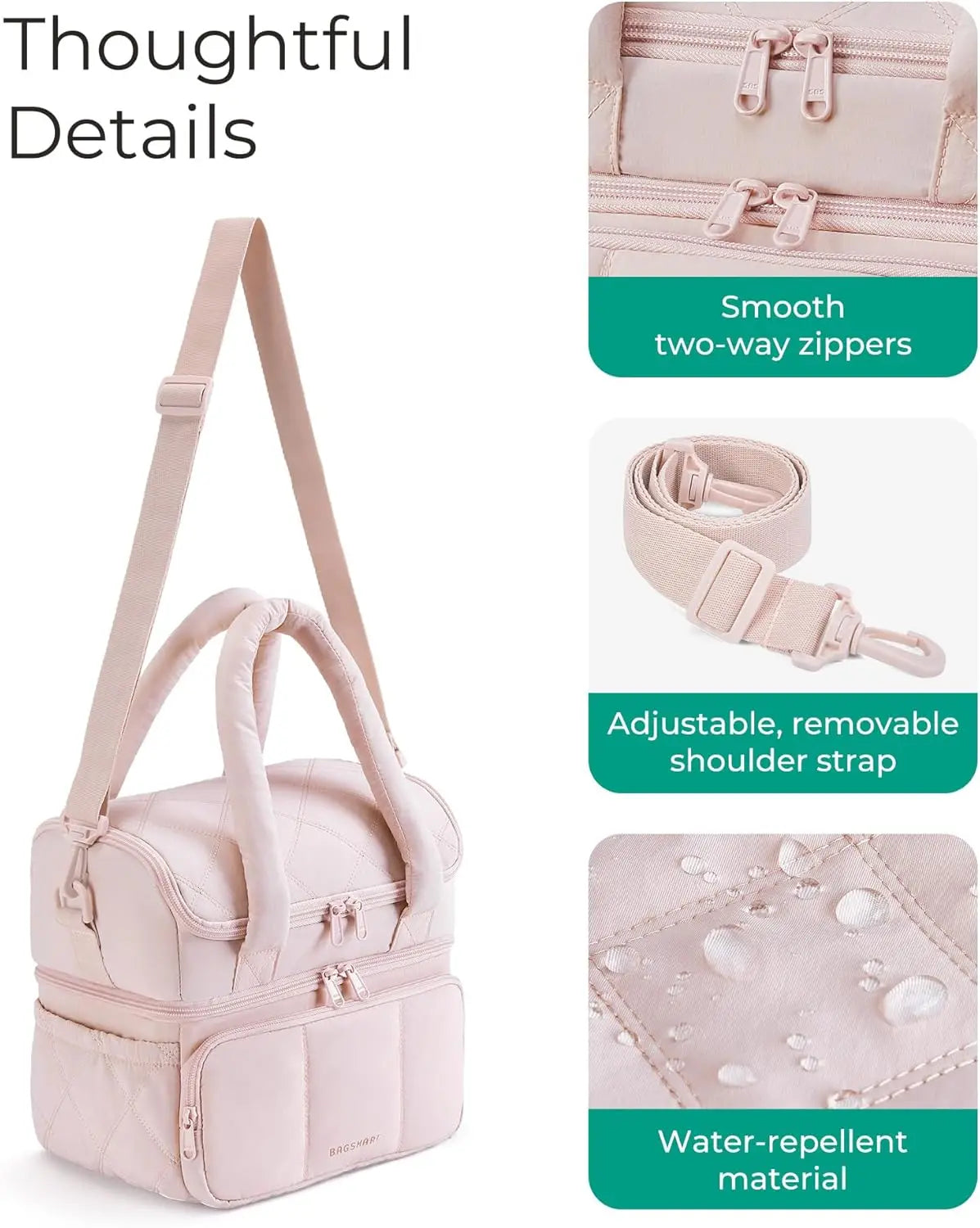 Insulated Double-Deck Lunch Bag with Leakproof Lining