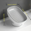 White 2-in-1 suction cup soap dish with a draining tray shown in profile view.