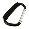 Black and silver heavy-duty aluminum stroller hooks with a comfort grip.