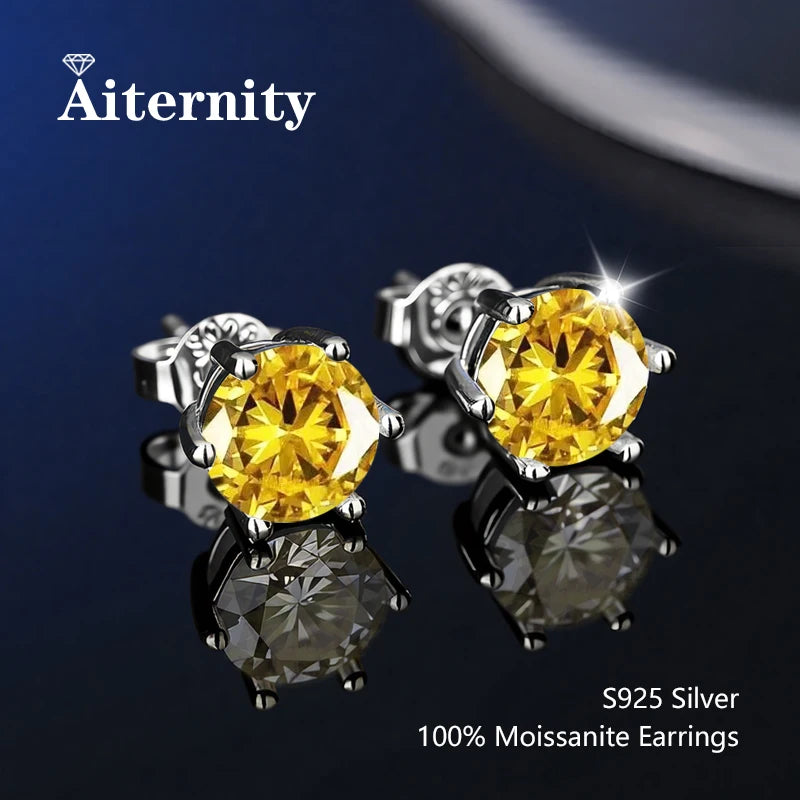S925 Sterling Silver Moissanite Stud Earrings