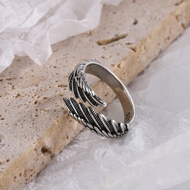Sterling Silver Angel Wing Feather Rings