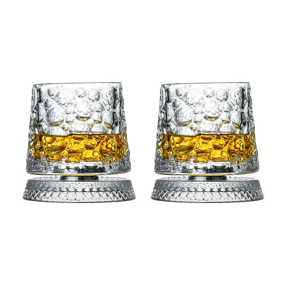 360° Rotating Whiskey Glasses (Set of 2) with Crystal Clear Glass