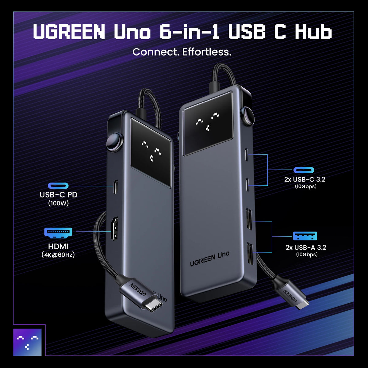 6-in-1 USB-C Hub with 4K HDMI, 10Gbps Data, and 100W Pass-Through Charging