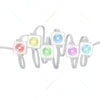 A set of permanent RGBIC outdoor eave lights with remote and app control, featuring various colored light modules.