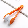 Orange portable double-sided glasses cleaning brush with white microfiber pad