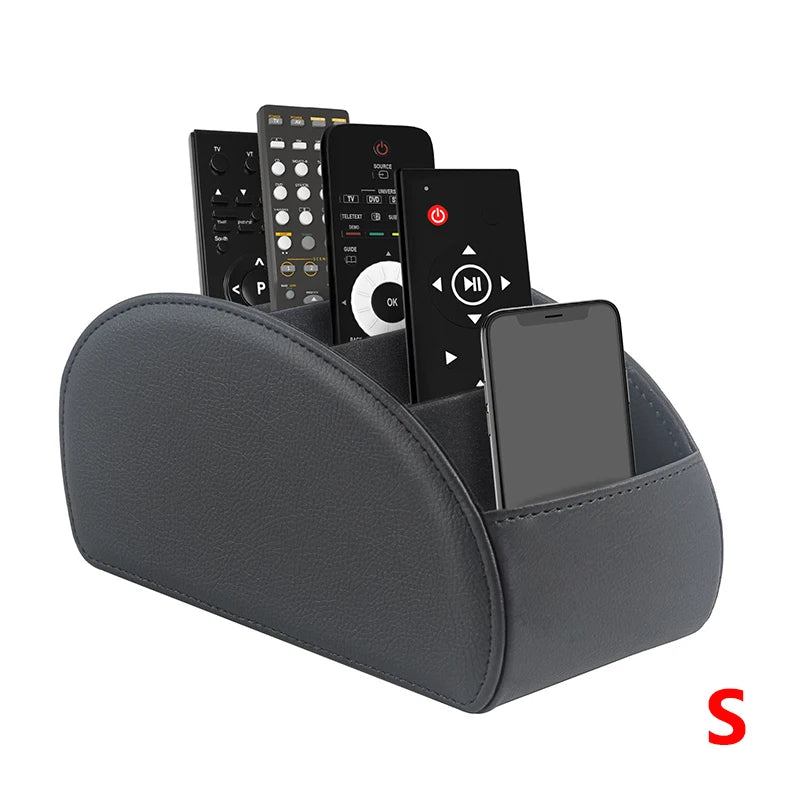 PU Leather Remote Control Organizer with 5 Compartments