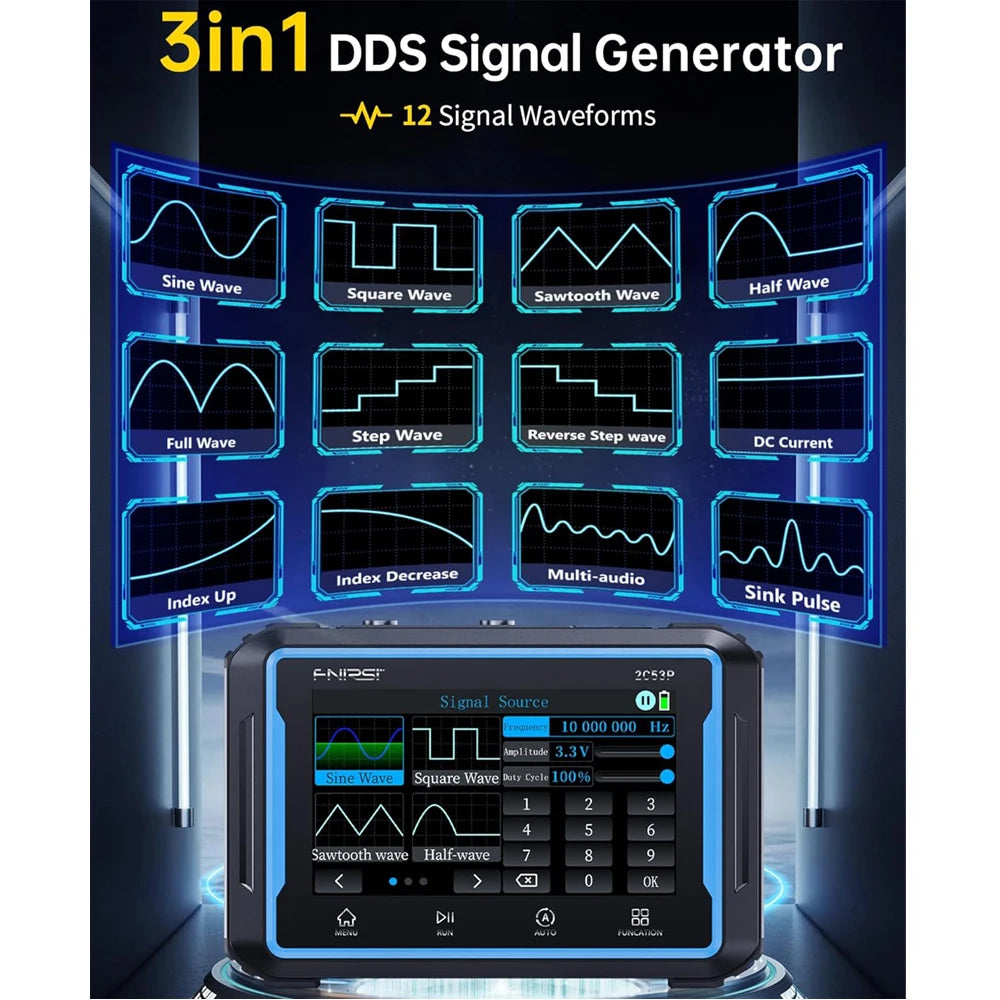 3-in-1 Handheld Oscilloscope, Multimeter, and Signal Generator with Touchscreen