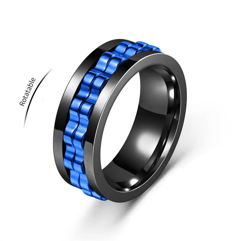 Gear-Chain Rotating Anxiety Ring