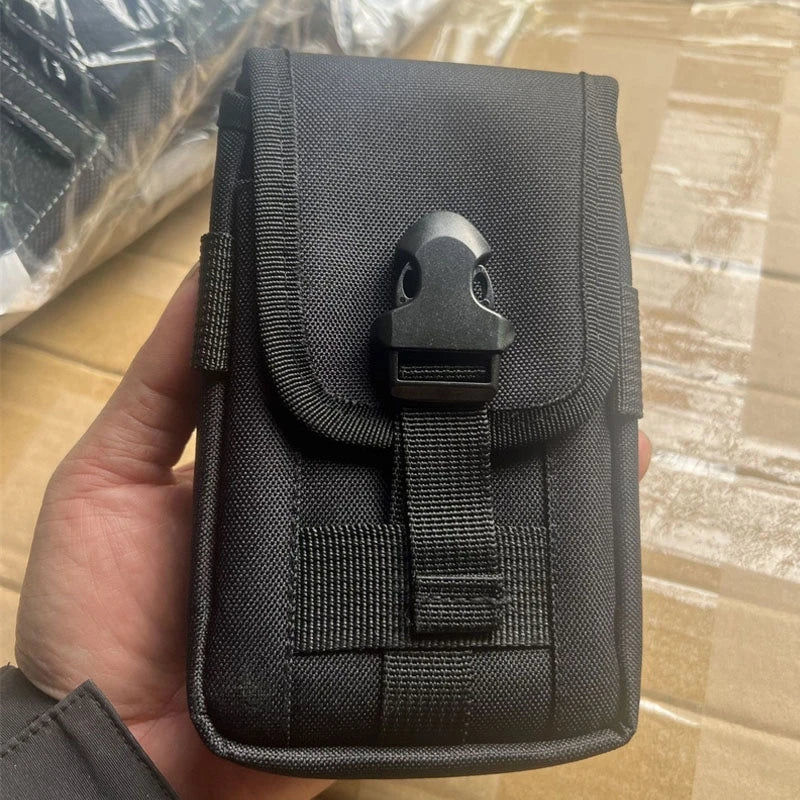 Black multilayer card slot phone pouch with a belt loop for a Doogee device.