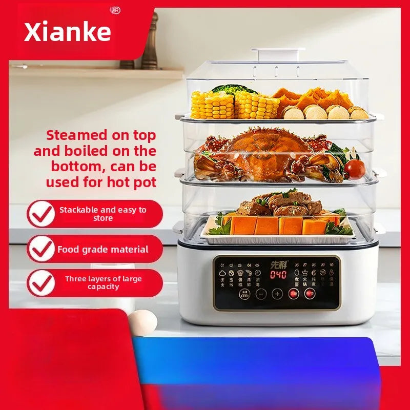 Multi-Layer Electric Food Steamer with Timer