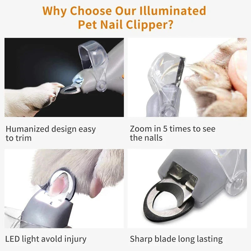 LED Pet Nail Clippers with Safety Light