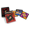 A collection of Werewolf social deduction card game boxes and cards featuring a black werewolf silhouette and colorful artwor