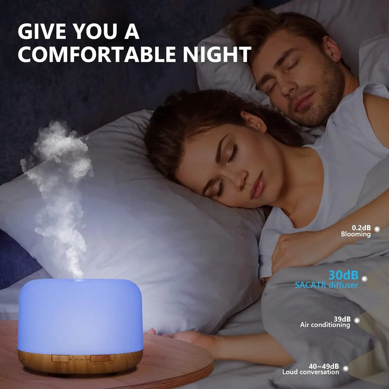 Wood Grain USB Aroma Diffuser with Remote & LED Lights