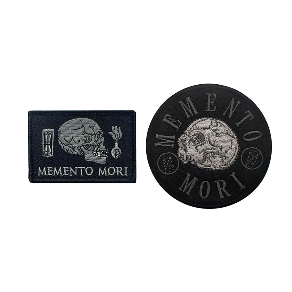 Embroidered Skull Patch with Hook and Loop Backing