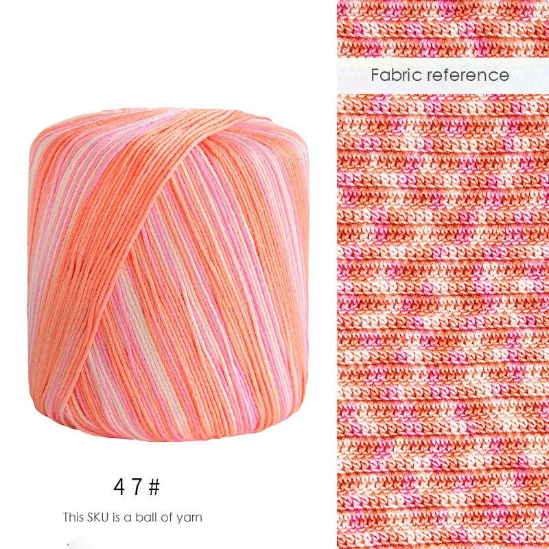 Pearl Rainbow Gradient Cotton Yarn - Soft Hand Knitting Thread