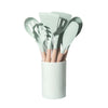 Ensemble de 12 Ustensiles de Cuisine en Silicone avec Manches en Bois