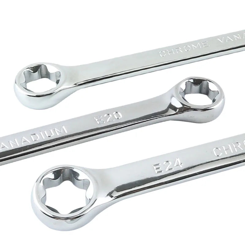 Professional E-Torx Wrench Set with Double-Ended Star Ring Spanners