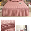 Quilted Solid Color Bed Skirt with Pleated Ruffle