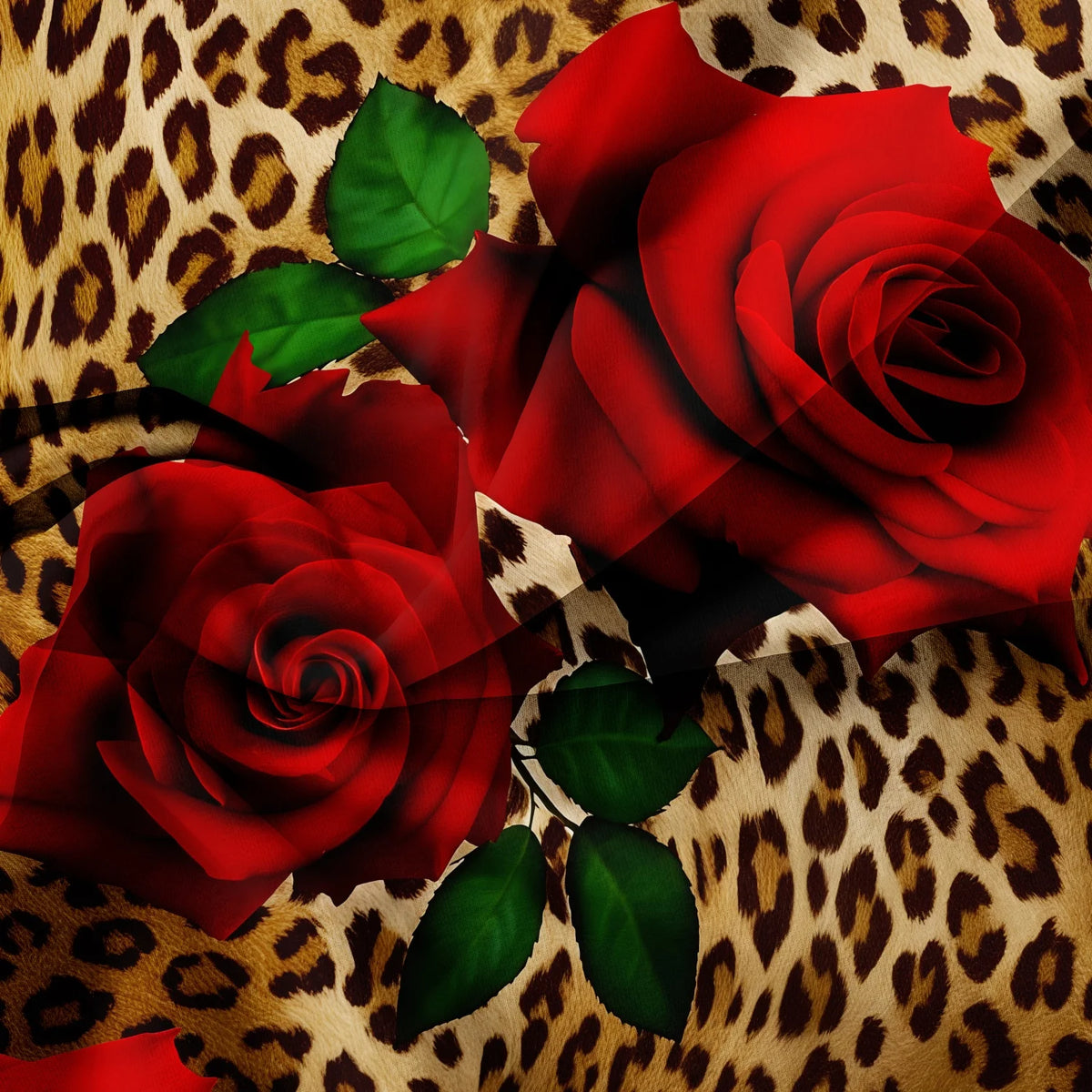 3-Piece Leopard Rose Print Duvet Cover Set