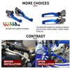 Multiple color options of CNC aluminum brake and clutch levers for Yamaha dirt bikes showing before and after installation co